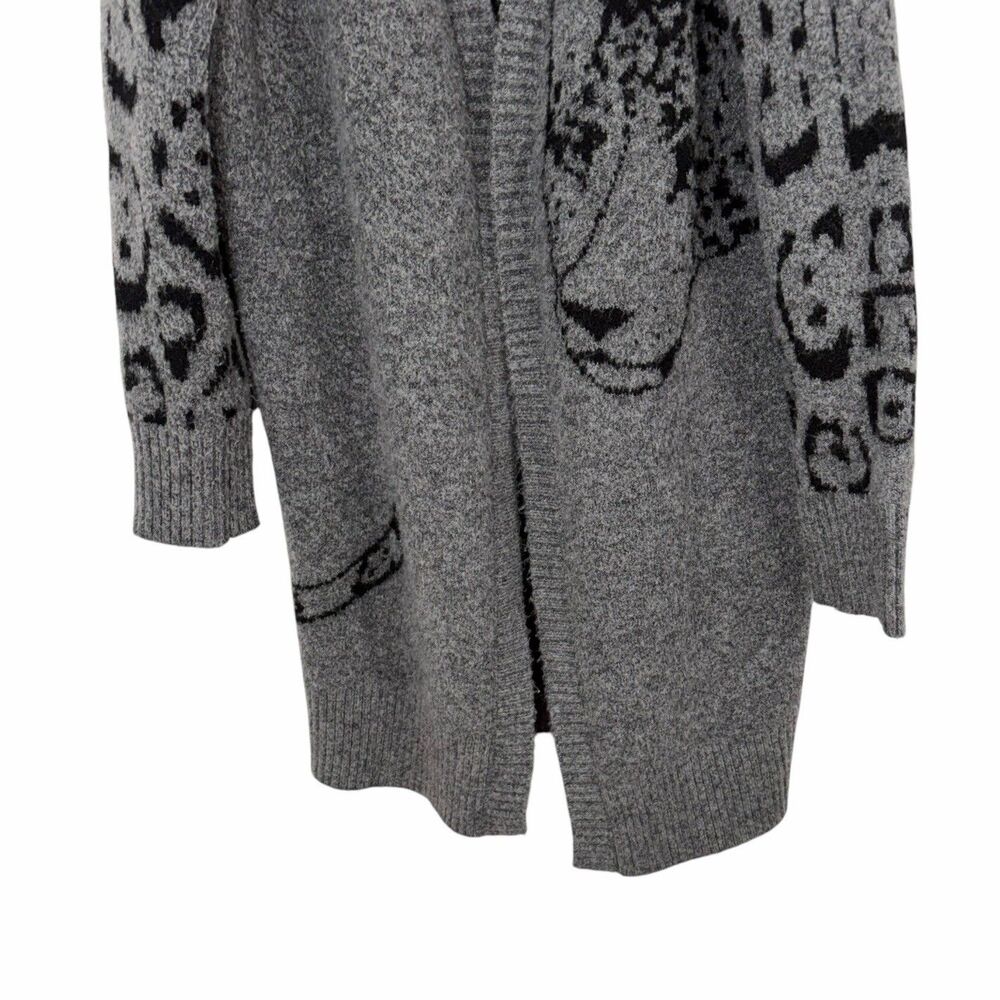 Anthropologie AVERIE LEOPARD XS Grey Black Open Cardigan Sweater Large - Picture 6 of 12